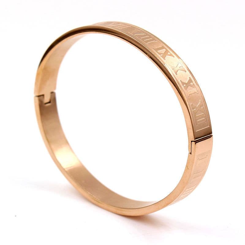 image-Stainless Steel Roman Letter Bracelet - Men's 4mm