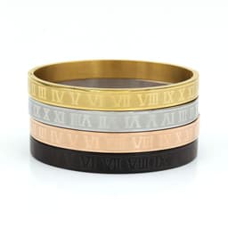 image-Stainless Steel Roman Letter Bracelet - Men's 4mm
