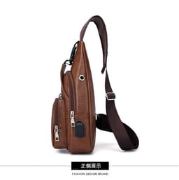 image-Wholesale USB men's chest bag portable rechargeable casual oblique bag outdoor sports pu chest bag one generation