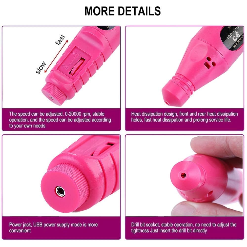 image-Electric Nail Drill Machine 20000RPM Professional Nail File Kit