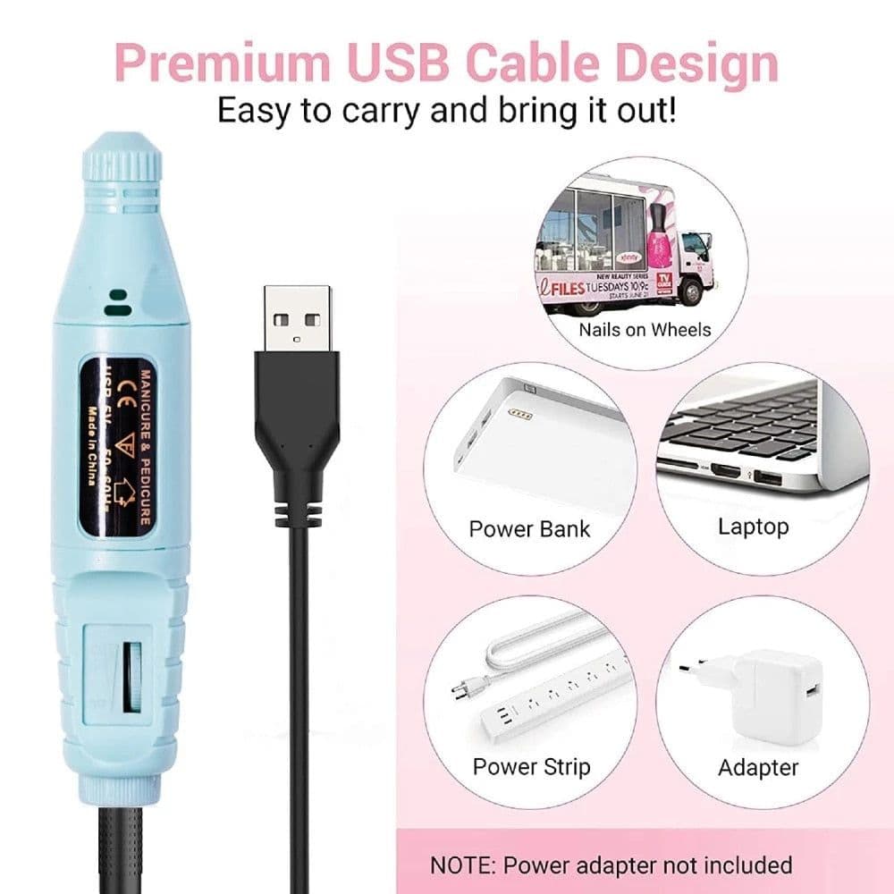 image-Electric Nail Drill Machine 20000RPM Professional Nail File Kit