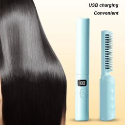 image-Straightener Comb Anti-Scald Cordless Hair Straightener Brush 70Mins