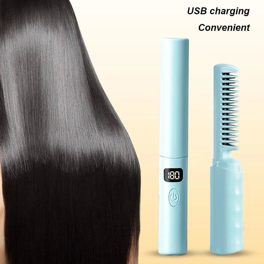 image-Straightener Comb Anti-Scald Cordless Hair Straightener Brush 70Mins