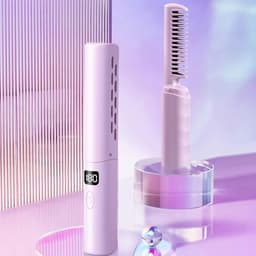 image-Straightener Comb Anti-Scald Cordless Hair Straightener Brush 70Mins