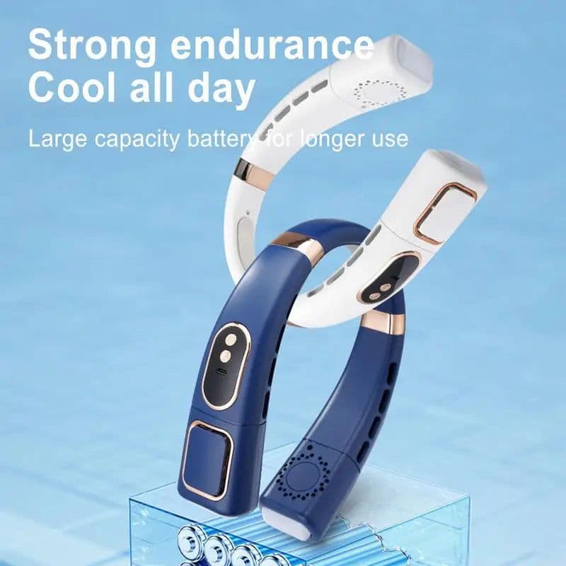image-Portable Hanging Neck Fan 4000 MAh Battery Below 40 DB Rechargeable