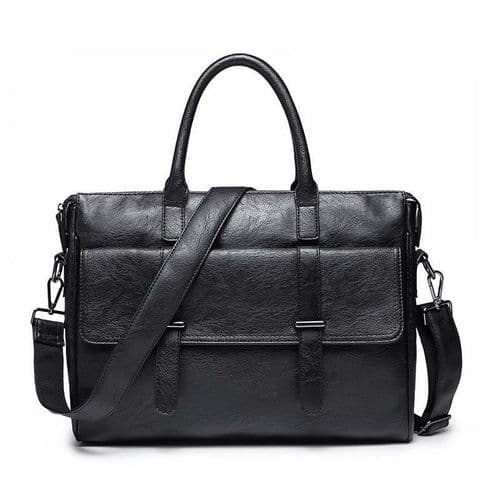 image-Korean Style Black Travel Laptop Briefcase For Men