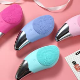 image-Mini Electric Facial Cleansing Brush Silicone Sonic Face Cleaner Deep