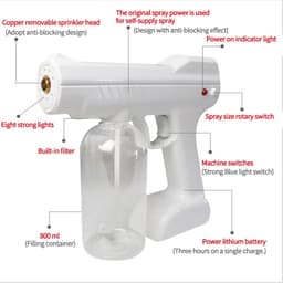 image-Electric Cordless Fogger 800ml Sprayer UV Atomization Disinfector Blue
