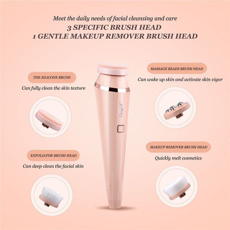 image-4 In 1 Electric Facial Cleansing Brush Waterproof Roller Massager Deep
