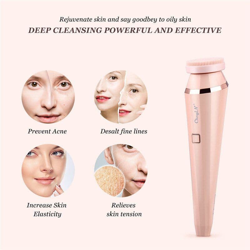 image-4 In 1 Electric Facial Cleansing Brush Waterproof Roller Massager Deep