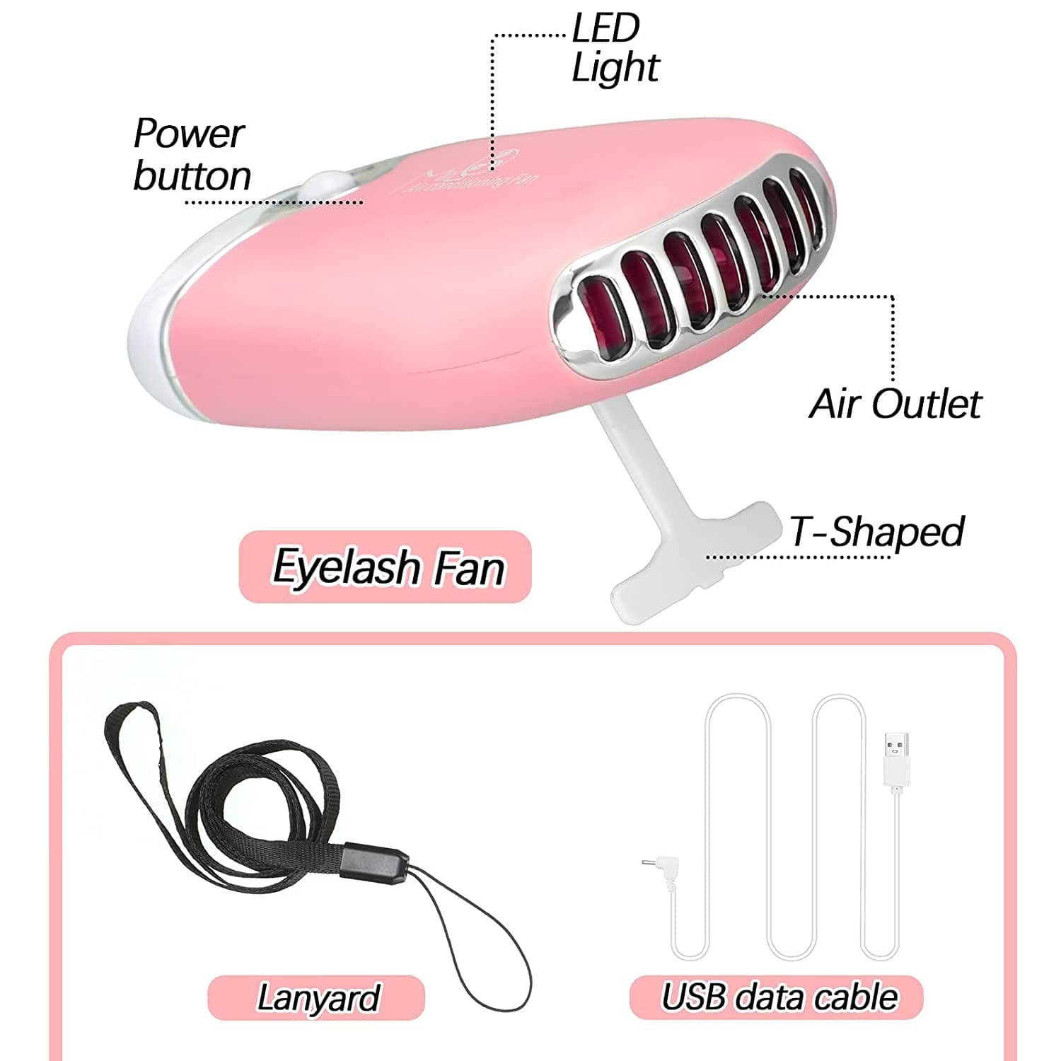 image-3 in 1 USB Air Conditioning Lash Fan Dryer Lash Shampoo Brushes Nose