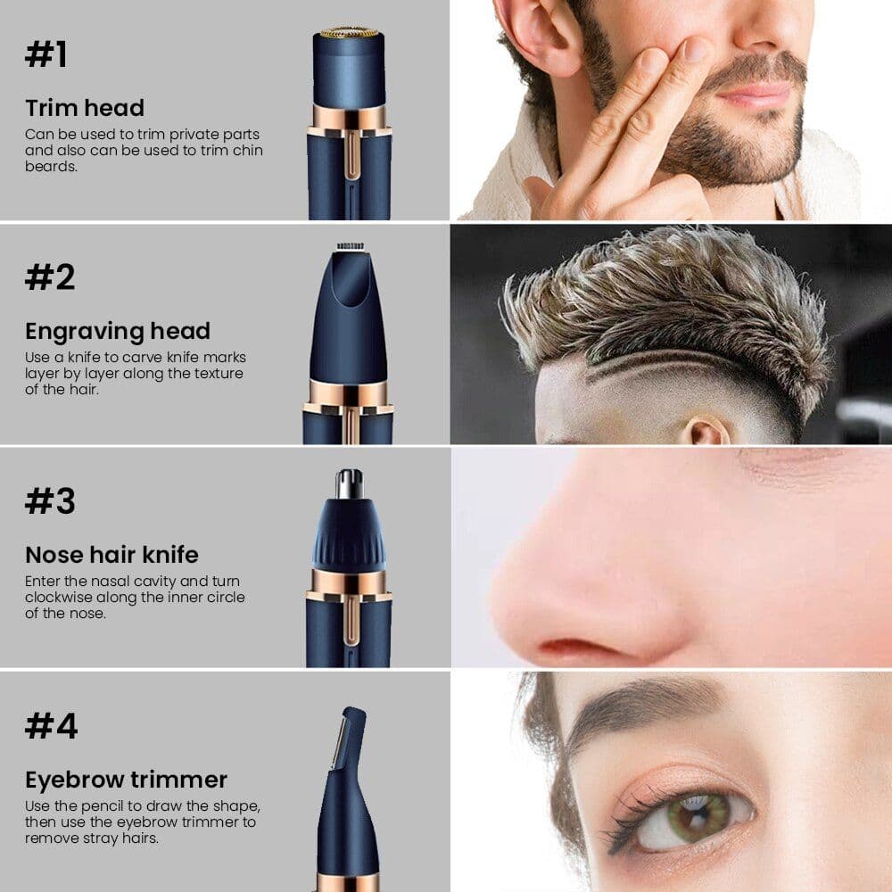 image-4 In 1 Electric Epilator Electric Eyebrow Nose Hair Trimmer Painless