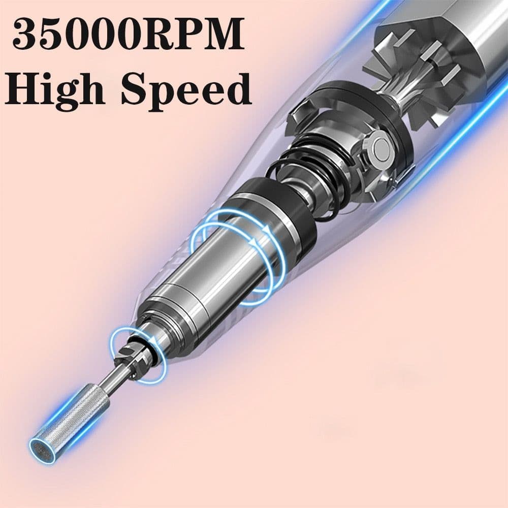 image-35000RPM Electric Nail Drill Rechargeable USB Nail Manicure Machine