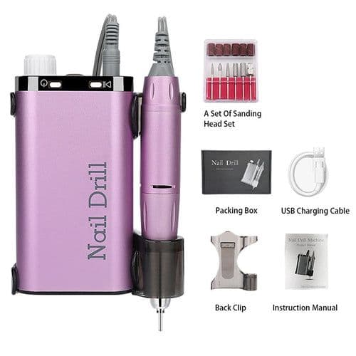 image-35000RPM Electric Nail Drill Rechargeable USB Nail Manicure Machine