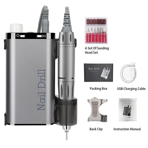 image-35000RPM Electric Nail Drill Rechargeable USB Nail Manicure Machine