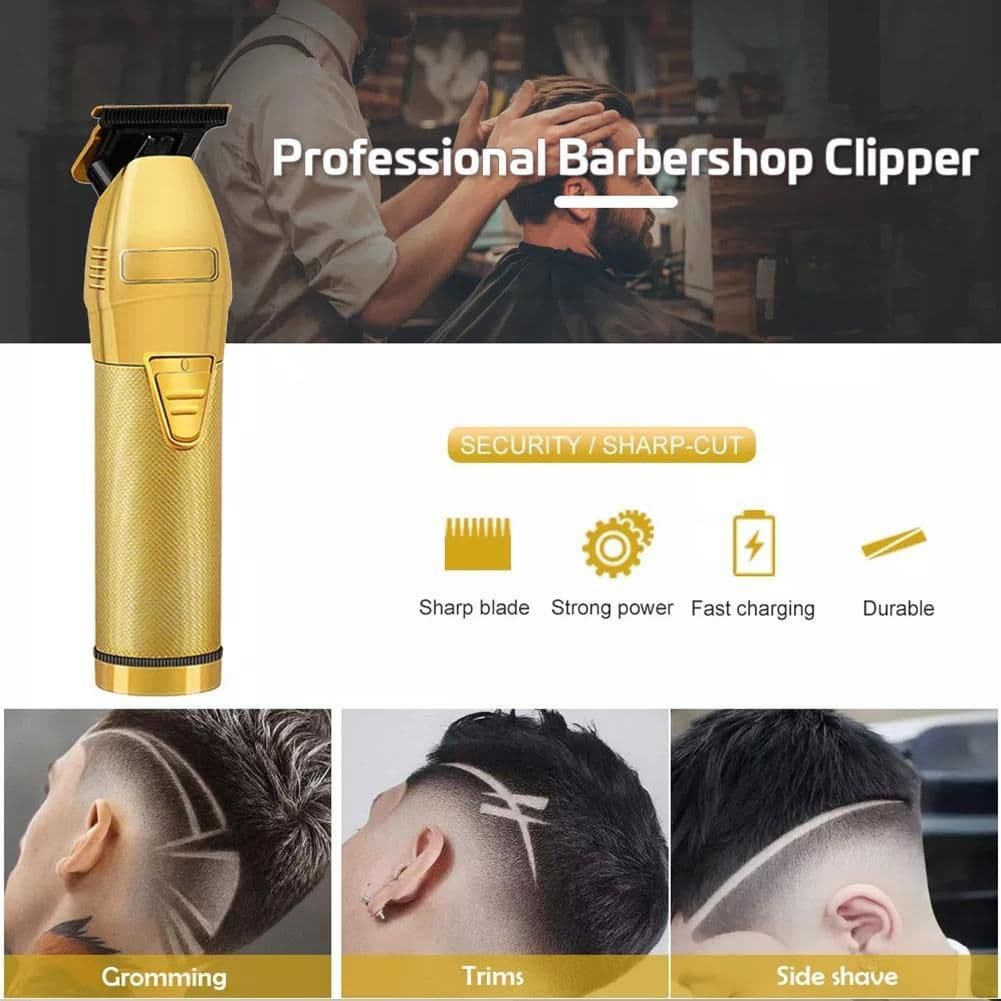 image-Professional Hair Trimmer Gold For Men Rechargeable Barber Cordless