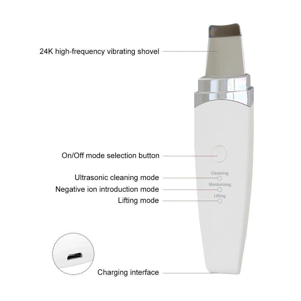 image-Facial Ultrasonic Skin Scrubber Spatula Blackhead Remover Deep Face
