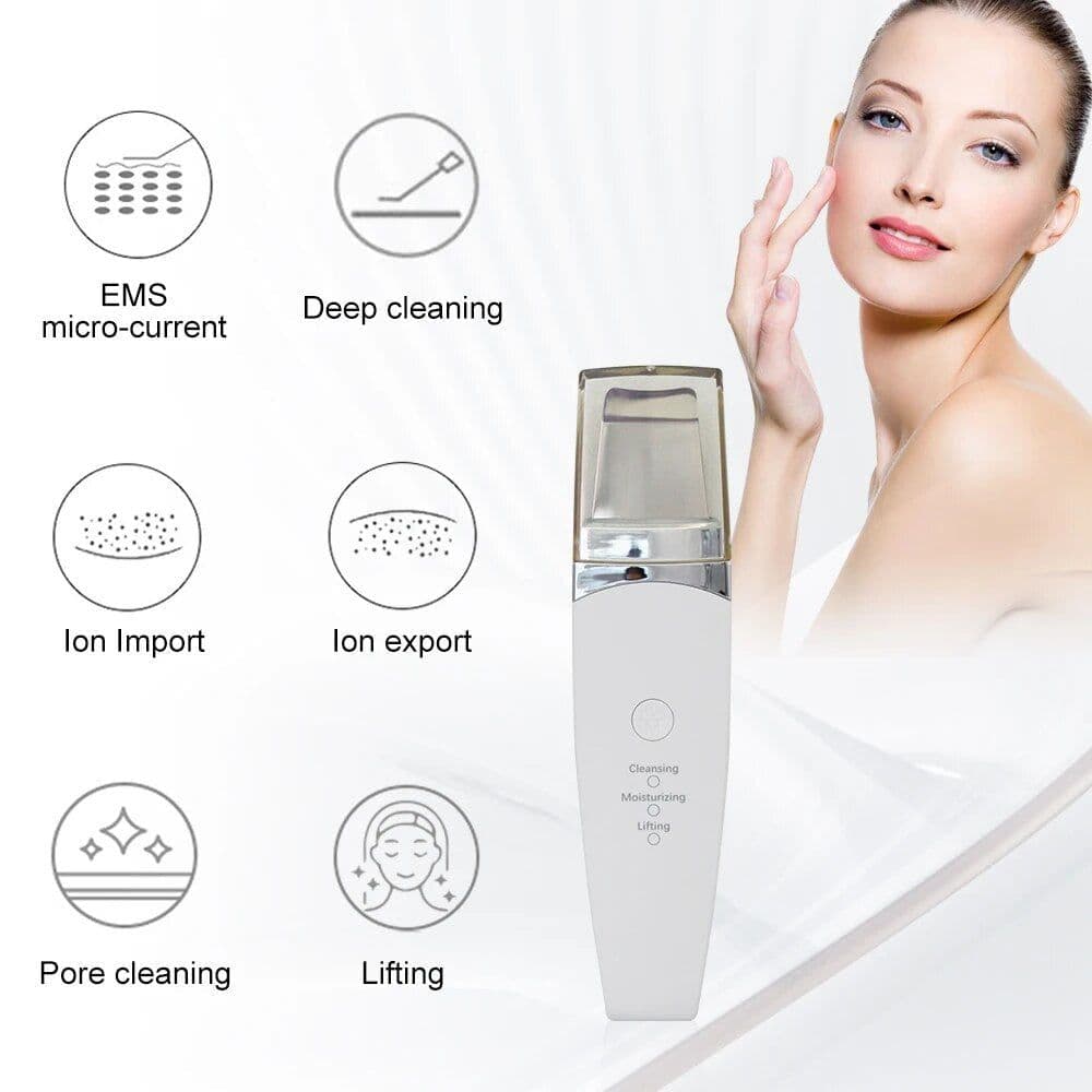image-Facial Ultrasonic Skin Scrubber Spatula Blackhead Remover Deep Face