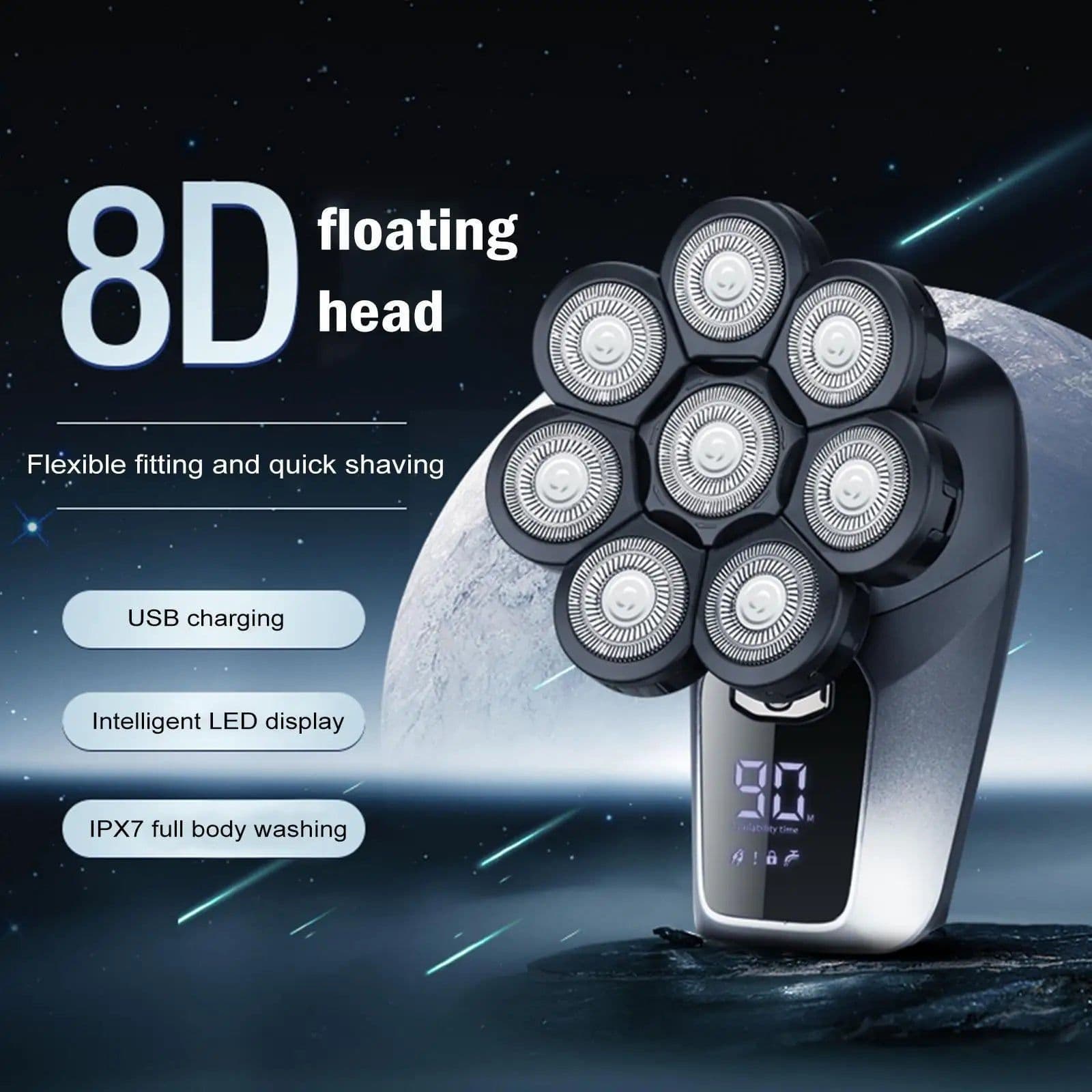 image-8D Face Head Electric Shavers For Bald Men Electric Bald Head Shaver