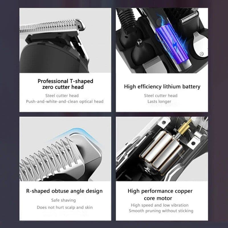 image-6 in 1 Professional Hair Clipper Facia Body Nose Trimmer Washable