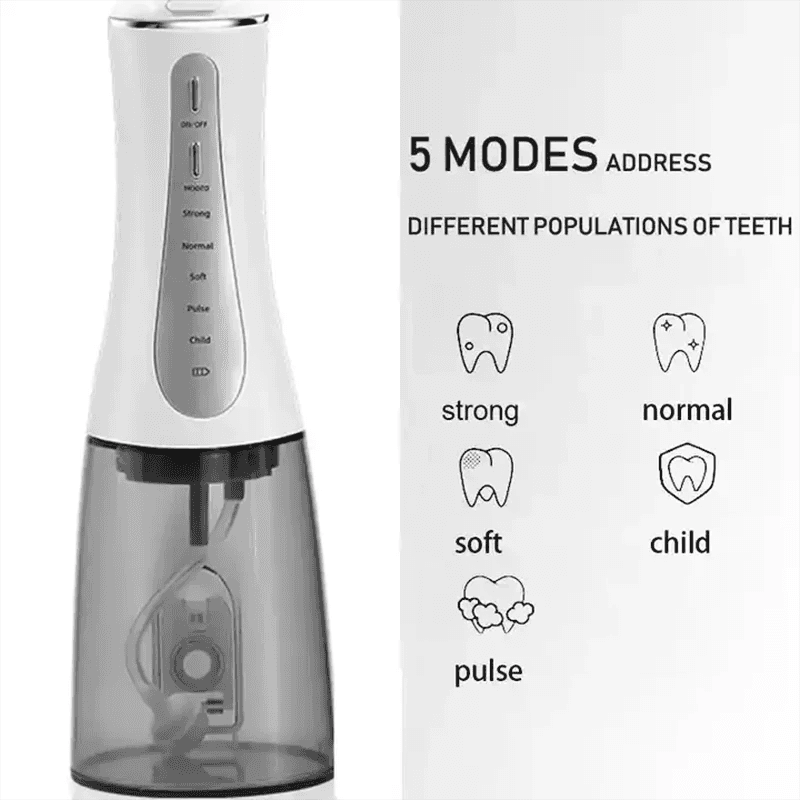 image-Oral Irrigator Water Flosser 5Modes Portable Dental Water Jet 350ML