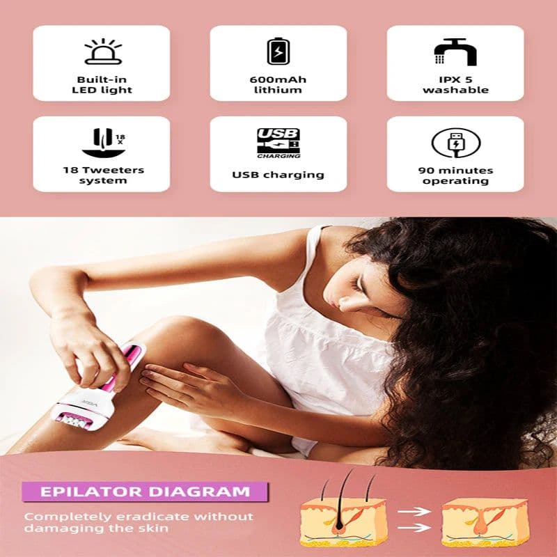 image-3 in1 Epilator Women Electric Shaver For Face & Body Rechargeable Lady