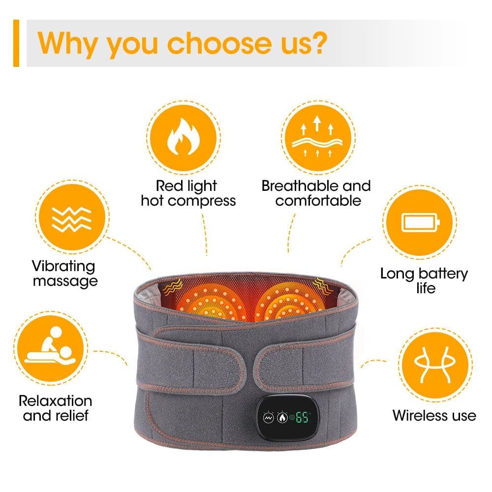 image-Heat Therapy Lumbar Brace Support Massager Waist Massager Back Belt