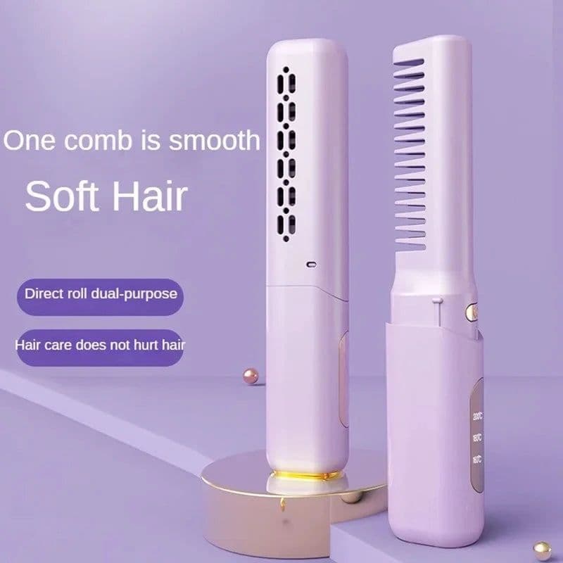 image-Mini Hair Straightener Professional Quick Heated Electric Hot Comb