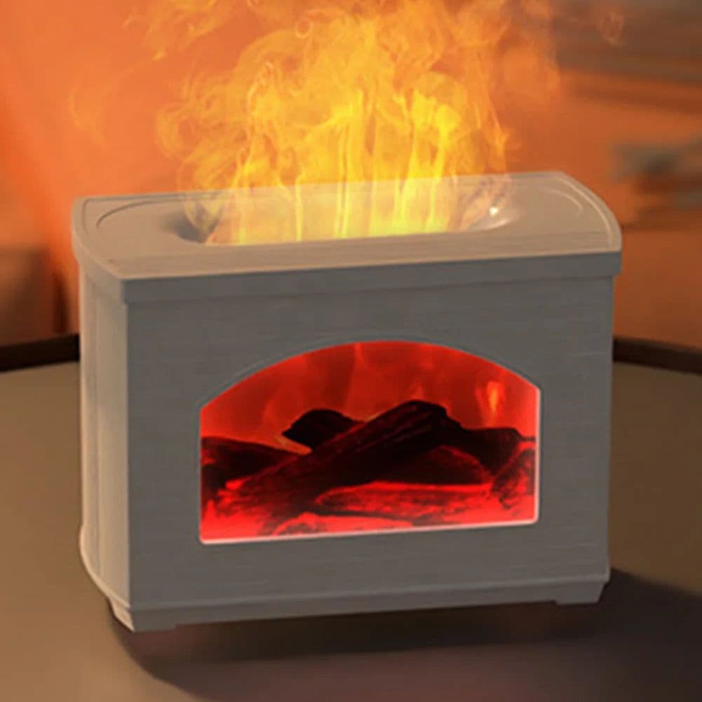 image-Simulated Fireplace Air Humidifier Flame Effect Aroma Oil Diffuser