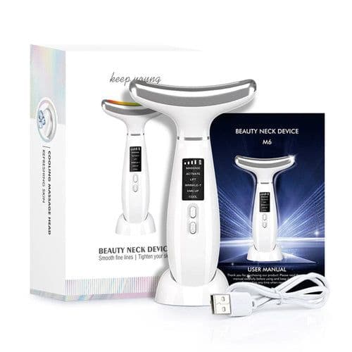 image-Ice Compress Neck Facial Massager LED Photon Skin Care EMS Face