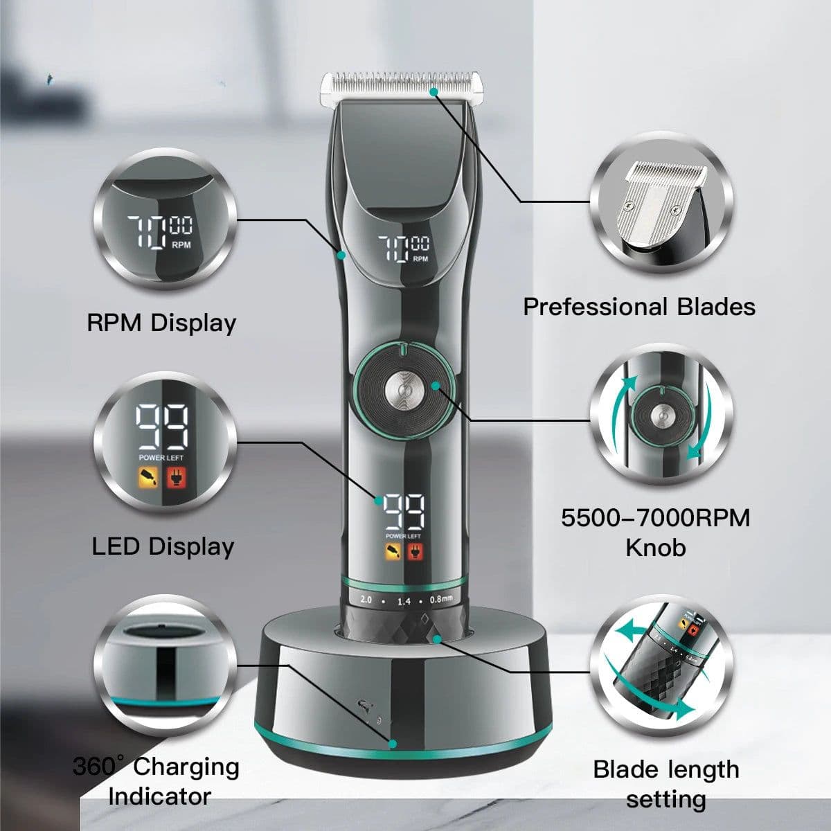 image-Hair Cutting Machine Adjustable Hair Trimmer Cordless Clipper Electric