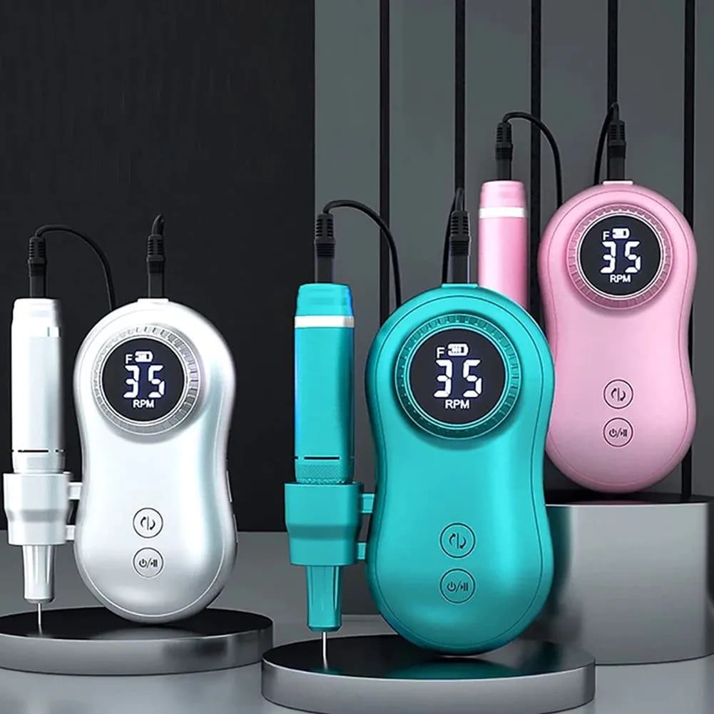 image-35000 RPM Electric Nail Polish Drill Mini 2 in 1 Electric Nail File