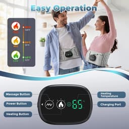 image-Electric Waist Massager Infrared Heated Lumbar Pad Adjustable