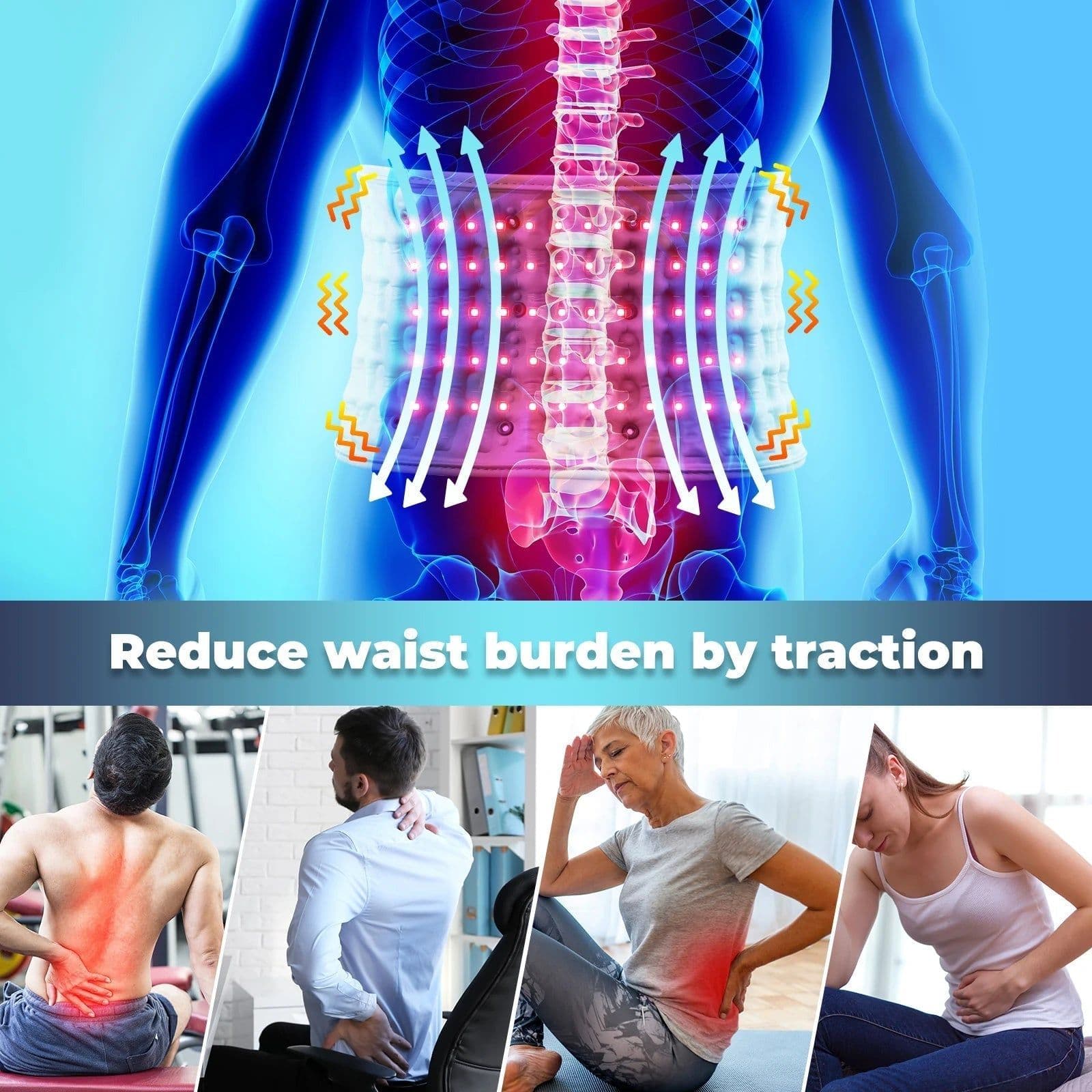 image-Electric Waist Massager Infrared Heated Lumbar Pad Adjustable