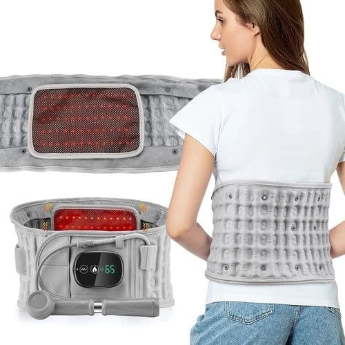 image-Electric Waist Massager Infrared Heated Lumbar Pad Adjustable