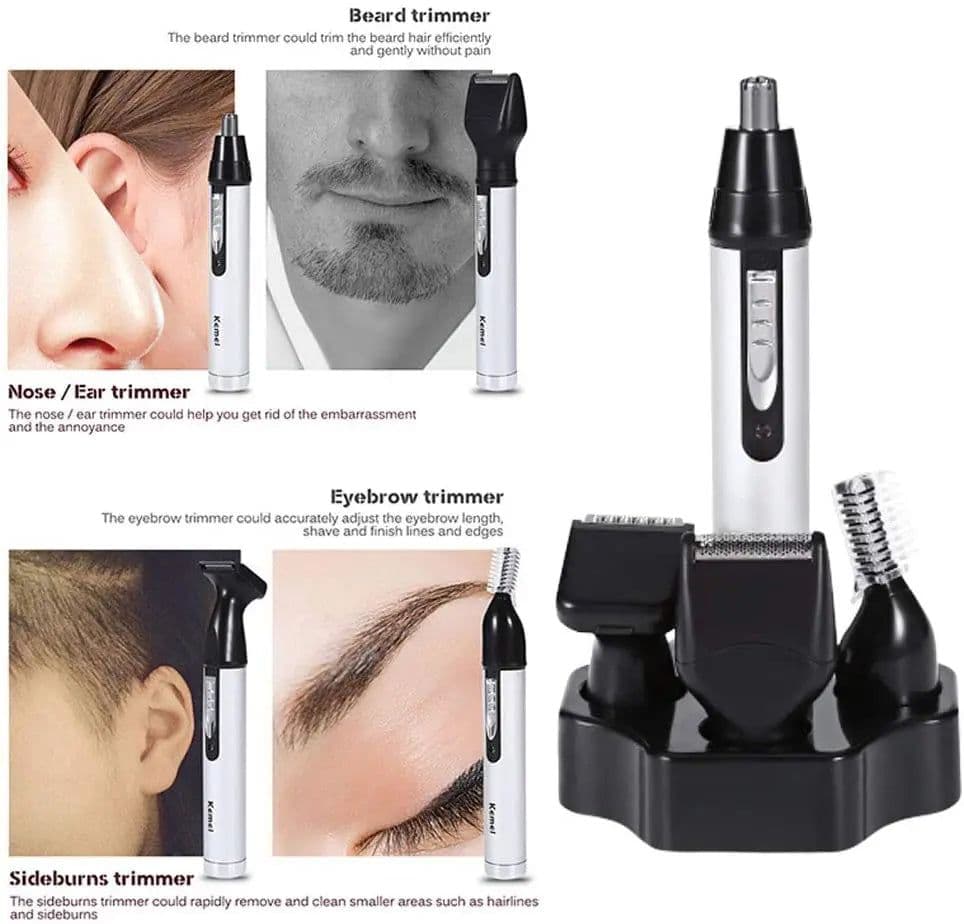 image-Rechargeable Nose Ear Hair Trimmer For Men&Women Grooming Kit Electric