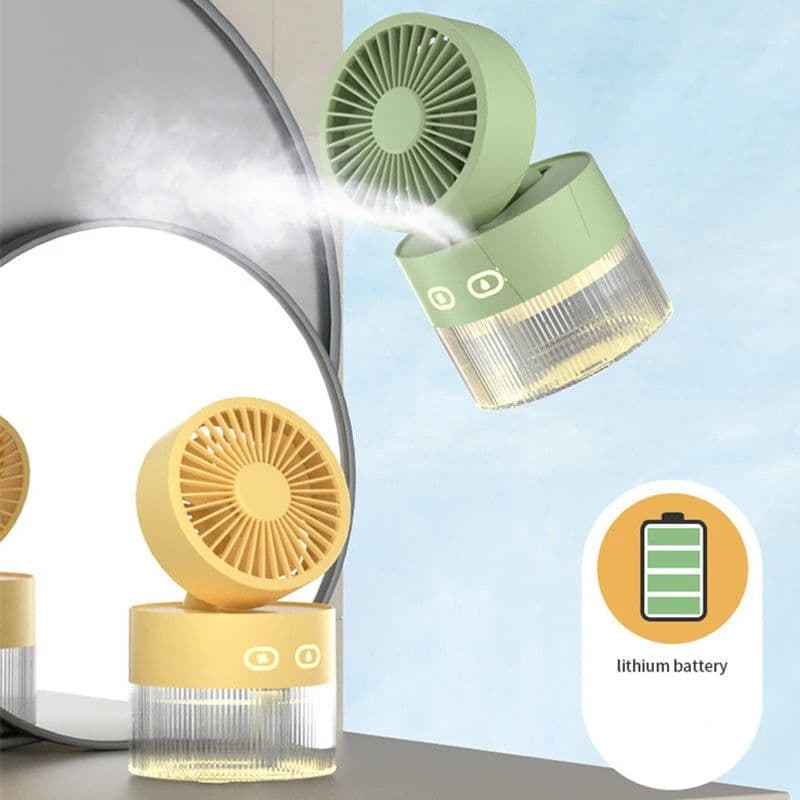 image-Spray Cooling Fan USB Mini Fan Desktop Turbine Foldable Cold Air