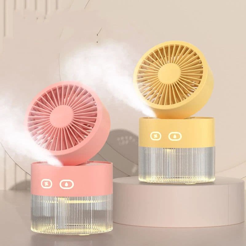 image-Spray Cooling Fan USB Mini Fan Desktop Turbine Foldable Cold Air
