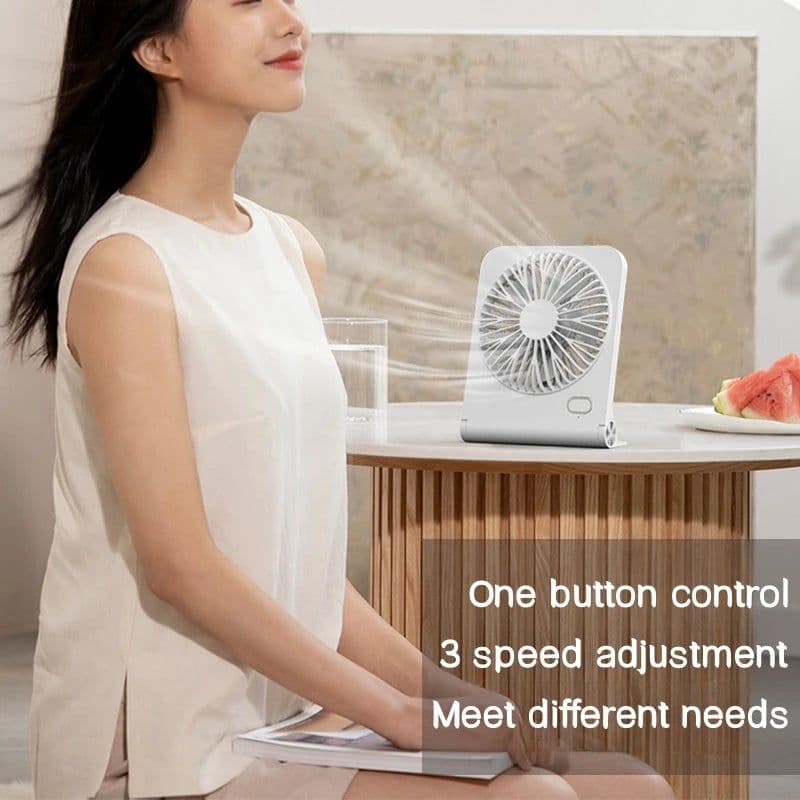 image-Small Desk Fan 2000mAh USB Rechargeable Cooling Fan 3 Speed Cool Wind