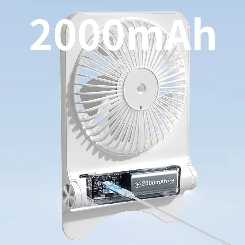 image-Small Desk Fan 2000mAh USB Rechargeable Cooling Fan 3 Speed Cool Wind