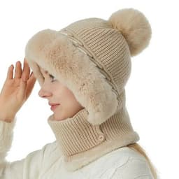 image-Warmer Knitted Hat Casual Winter Plush Ears Protection Cap