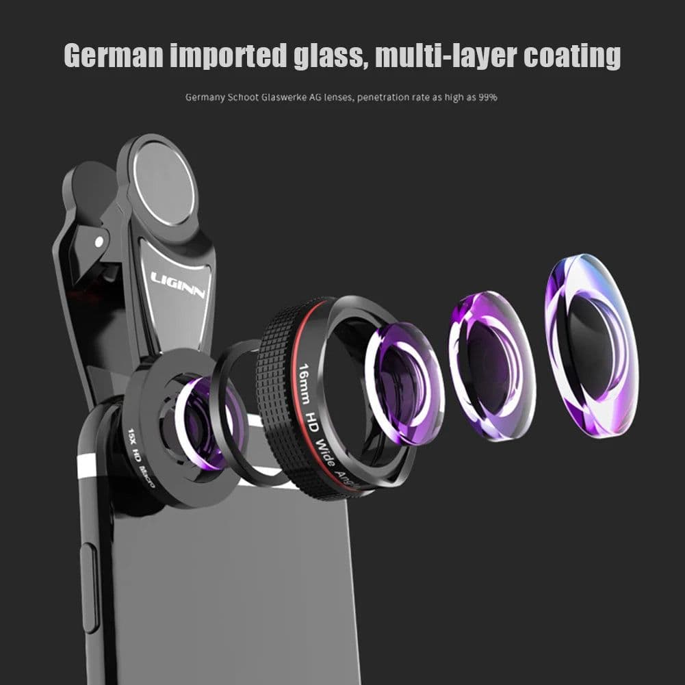 image-16mm 4K Super Wide Angle Macro Phone Lens 2 in 1 15X Distortionless HD