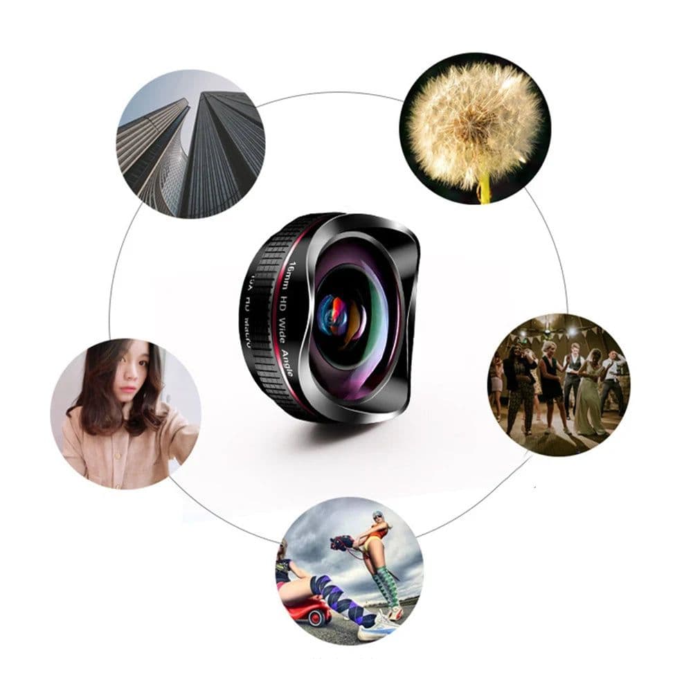 image-16mm 4K Super Wide Angle Macro Phone Lens 2 in 1 15X Distortionless HD
