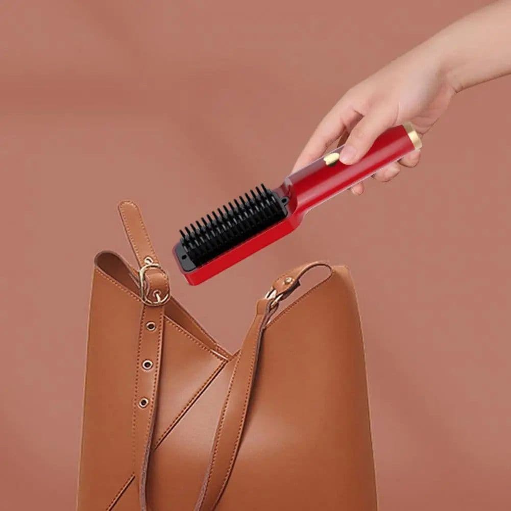 image-Hair Straightening Comb Portable Wireless Hair Straightener Brush for