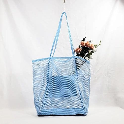 image-Spring Summer Solid Color Hollow Mesh Tote Bag Large Capacity Travel