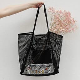image-Spring Summer Solid Color Hollow Mesh Tote Bag Large Capacity Travel