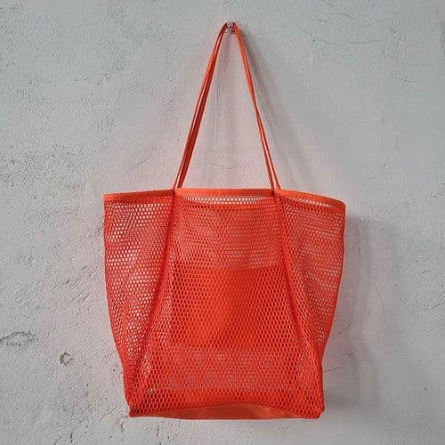 image-Spring Summer Solid Color Hollow Mesh Tote Bag Large Capacity Travel