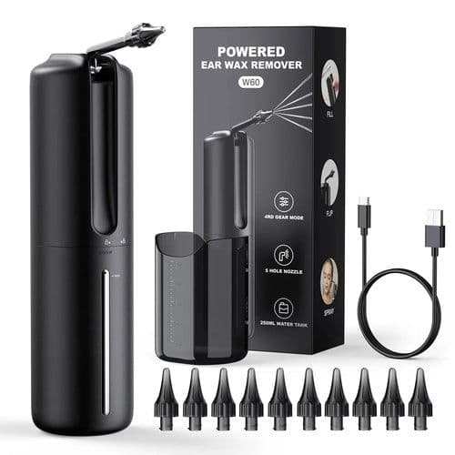 image-Ear Cleaner Ear Wax Removal Kit Rechargeable Water Washer Syringe with