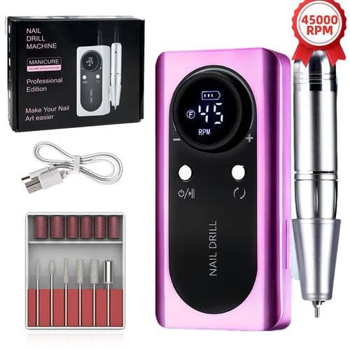 image-45000RPM Nail Drill Machine Kit Rechargeable Nail Sander Machine With