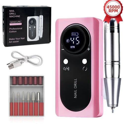 image-45000RPM Nail Drill Machine Kit Rechargeable Nail Sander Machine With